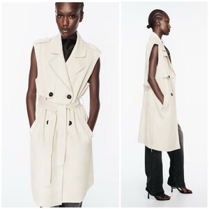 ZARA ~ LONG FAUX SUEDE WAISTCOAT